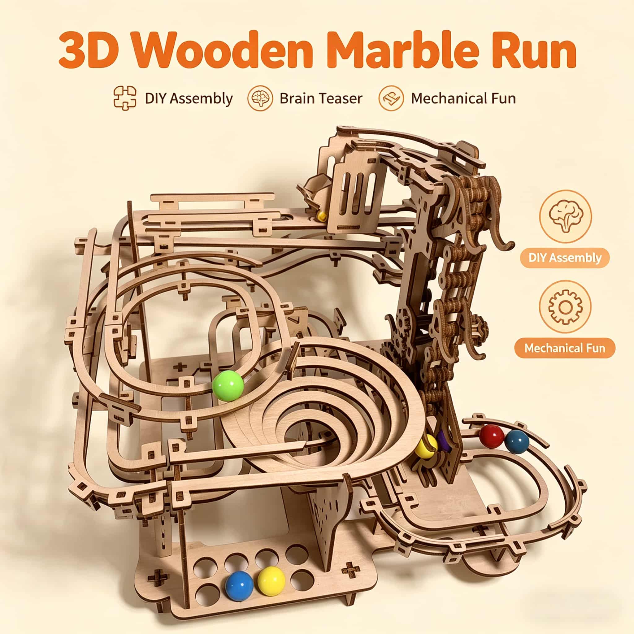 Mechanical Marble Run 3D Woode - Running Gear Gifts incelemesi ve fiyatı