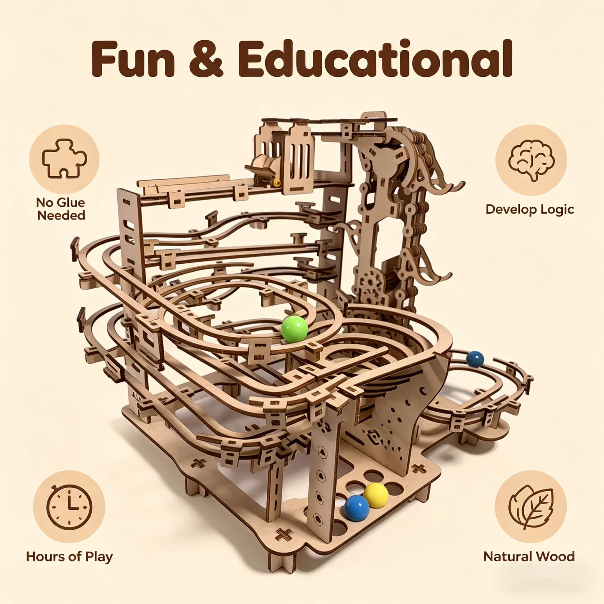 Mechanical Marble Run 3D Woode - Running Gear Gifts incelemesi ve fiyatı